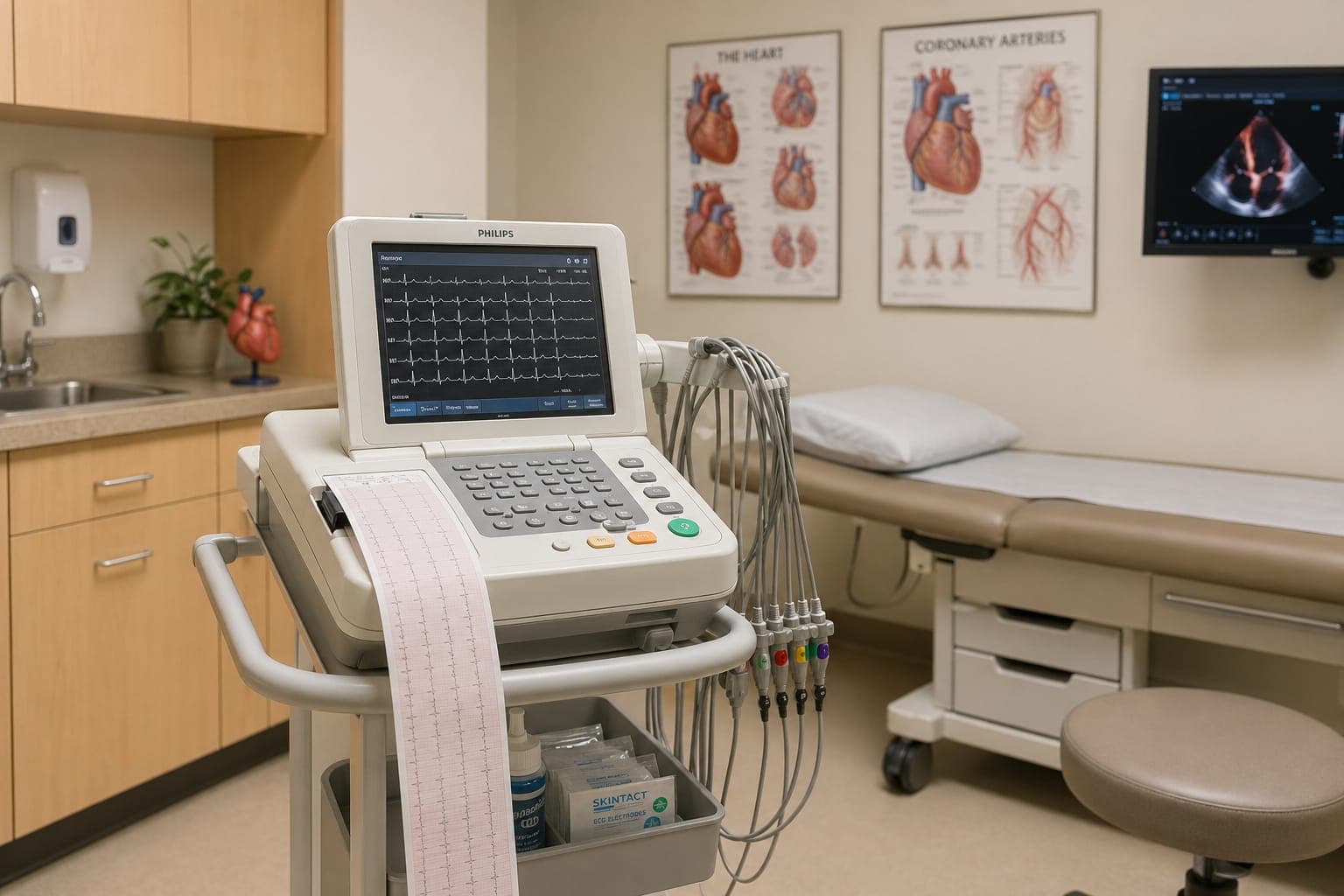 12-Kanal-EKG-Gerät mit Patientenausdruck
